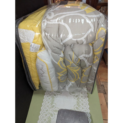 Madison Park Lola 7 Pieces California King Comforter Set Yellow Gray NEW