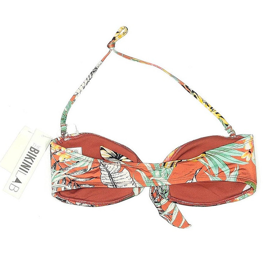 The Bikini Lab Swimsuit Top SMALL Tropical Floral Pattern Orange NWT Bathing