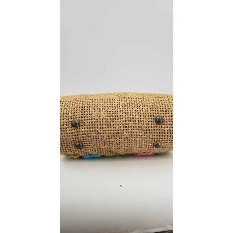 Vintage Floral Flowers Straw Hand Bag Purse Tote Phillipines