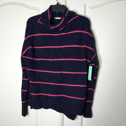 NWT Abound Mock Neck Pullover Sweater Ribbed Knit XX-Large Blue Pink Striped