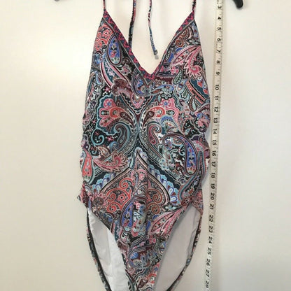La Blanca NEW Swirling Around Paisley Strappy-Back One-Piece Halter Swimsuit 14