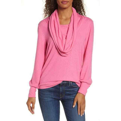 Gibsonlook NWT Cowl Neck Pullover Sweater Long Sleeve Pink Lipstick SMALL