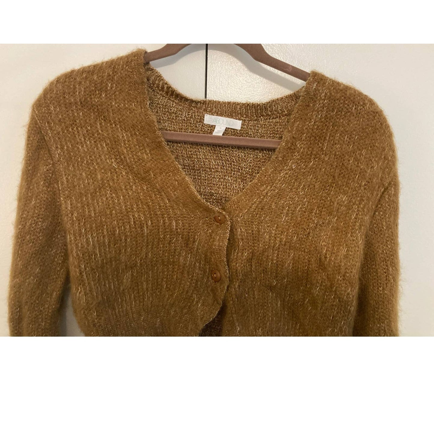 Abound Crop Deep V-Neck Cardigan Sweater Sz Medium in Rust Amber NWT