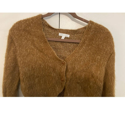 Abound Crop Deep V-Neck Cardigan Sweater Sz Medium in Rust Amber NWT