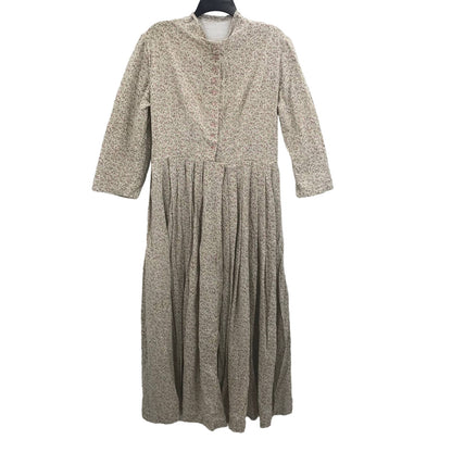VINTAGE prairie farm Floral Pleated Button Shift Dress Long Sleeve cottage Large