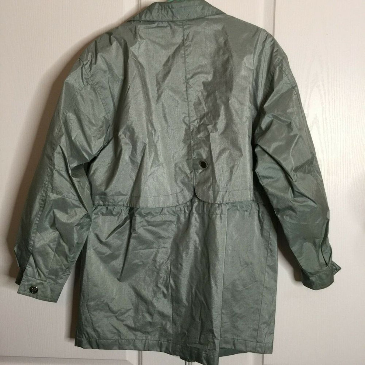 Fleet Street Rain Coat Long Sleeve Full Zip Green 1980s Jacket Medium Vintage