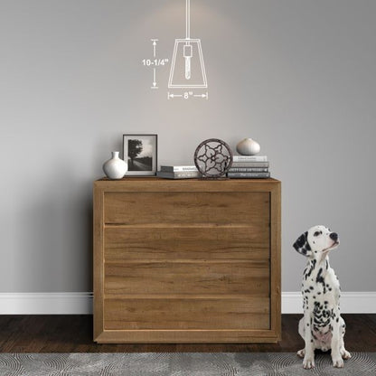 Rhom 8" Wide Open-Framed Pendant in Brass/No Shade Trapezoid