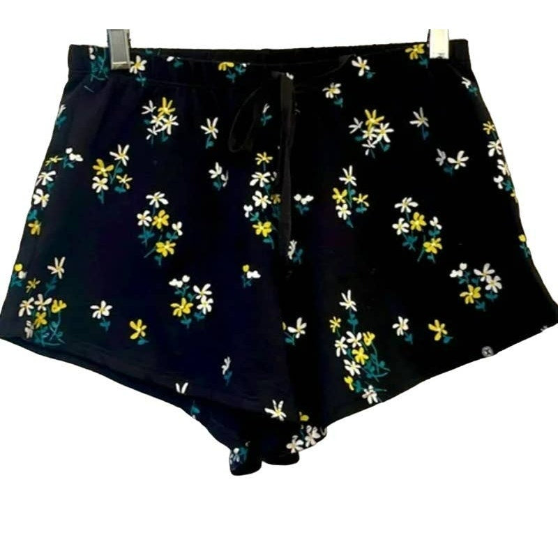 Circle X Girls Elastic Waist Pull On Shorts Size Large Black with Daisies NWT