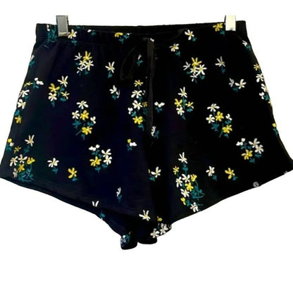 Circle X Girls Elastic Waist Pull On Shorts Size Large Black with Daisies NWT