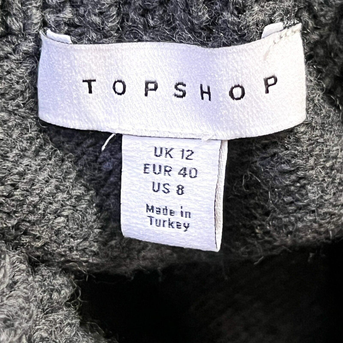 Topshop Womens Turtleneck Sweater Tunic Dress Size 8 US Charcoal NWT Long Sleeve