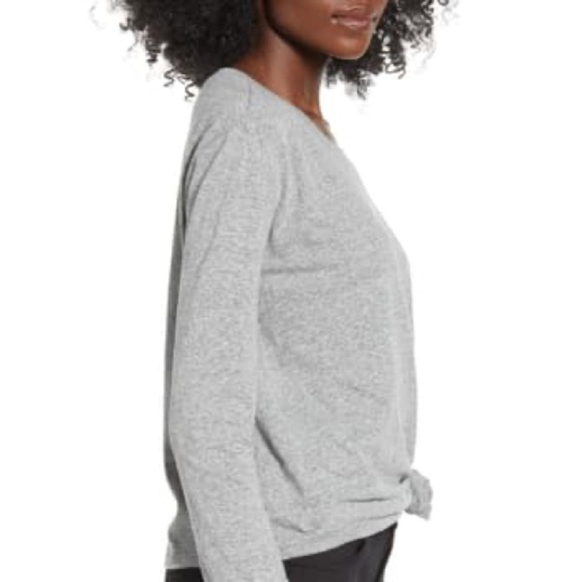 BP. Grey Front Knotted Long Sleeve Tee XSmall