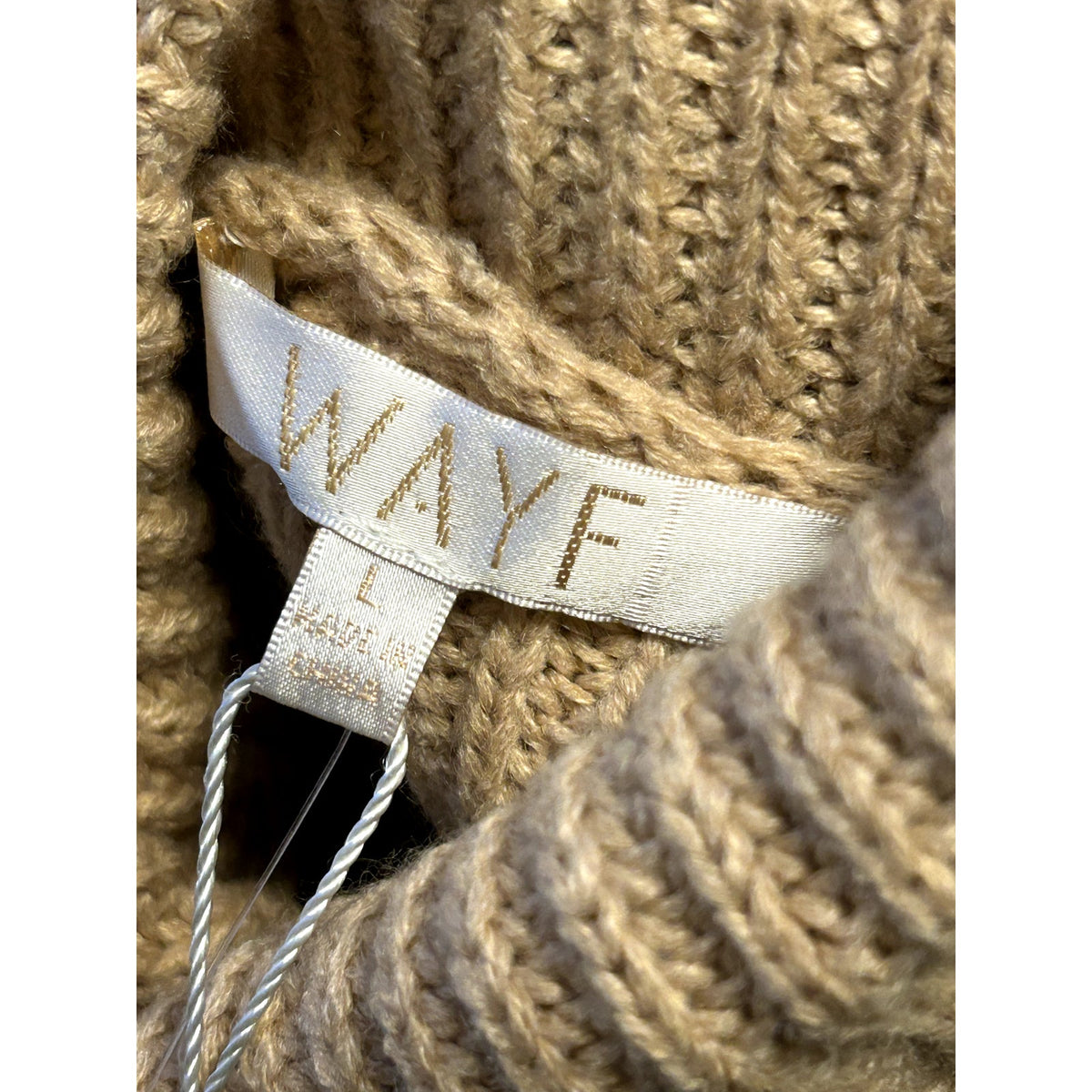Wayf NWT Culver Turtleneck Long Sleeve Camel Tan Sweater Dress Size Large