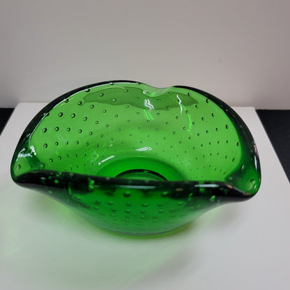 Green Bullicante Murano Glass Bowl or Ashtray, Italy, 1970sVINTAGE BEAUTIFUL