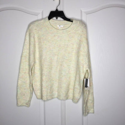 BP. Marl Pullover Drop-Shoulder Sweater Long Sleeve Crew Neck Ivory Medium