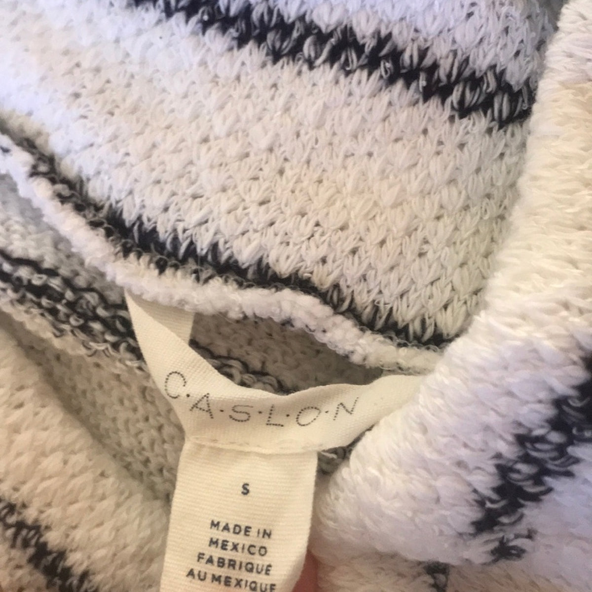 Caslon Convertible Off The Shoulder Pullover Small Cowl Neck Striped Sweater top