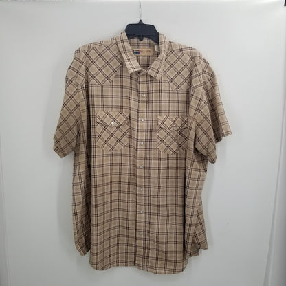 Big Mack Workwear 3 XL Pearl Snap Short Sleeve Collar Shirt Brown Western