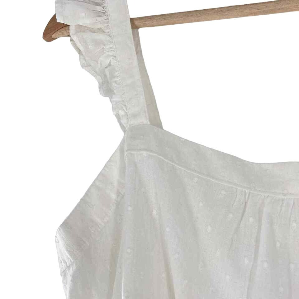 Abound Lightweight Swiss Dot Ruffle Strap Top Size XL/Extra Large in White NWT