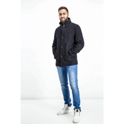 Kenneth Cole Wool Blend Car Coat Black Large Jacket NEW Single Breast pockets