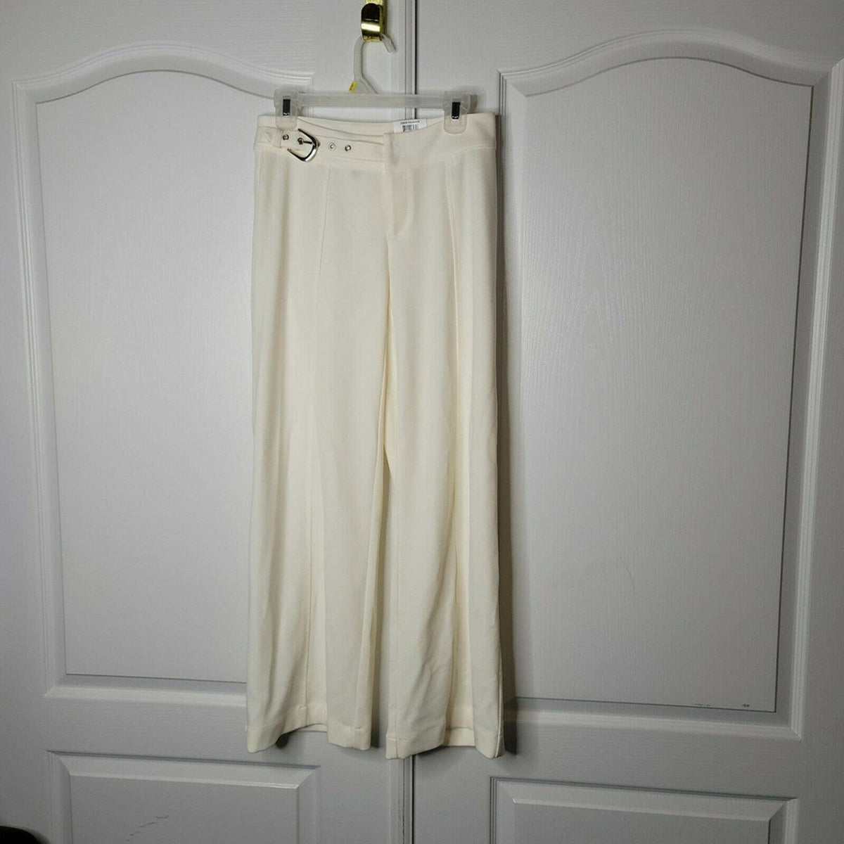 INC Side Belt Wide Leg Regular Pants High Rise Washed White 6P Ivory NEW Petite