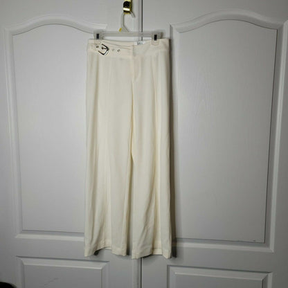 INC Side Belt Wide Leg Regular Pants High Rise Washed White 6P Ivory NEW Petite