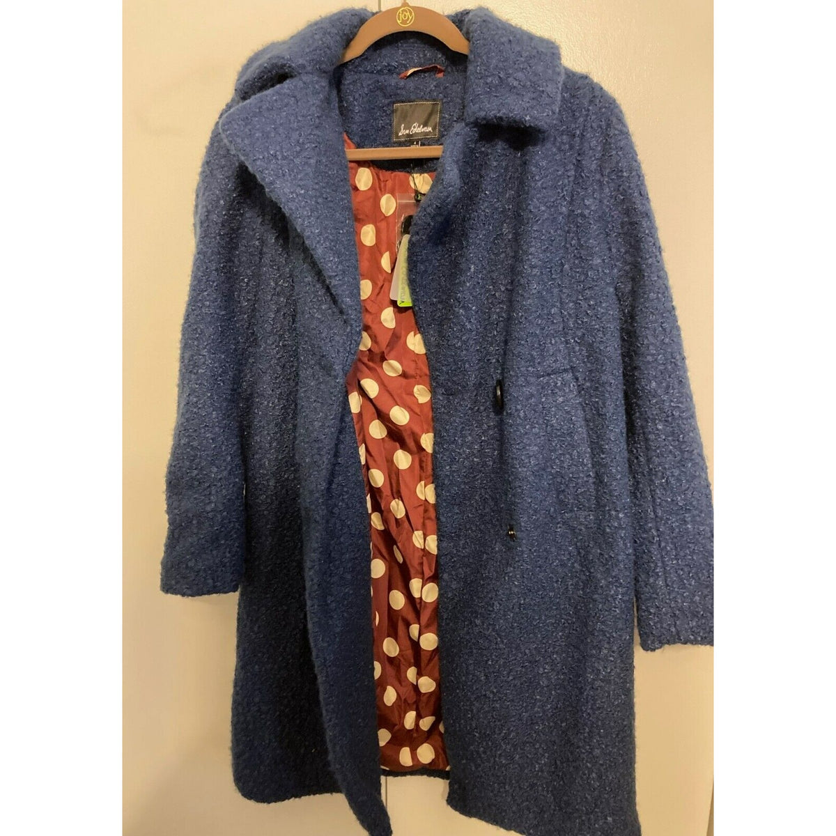 Sam Edelman Faux Shearling Double Breasted Lined Pea Coat Size 4 Blue NWT