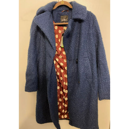 Sam Edelman Faux Shearling Double Breasted Lined Pea Coat Size 4 Blue NWT