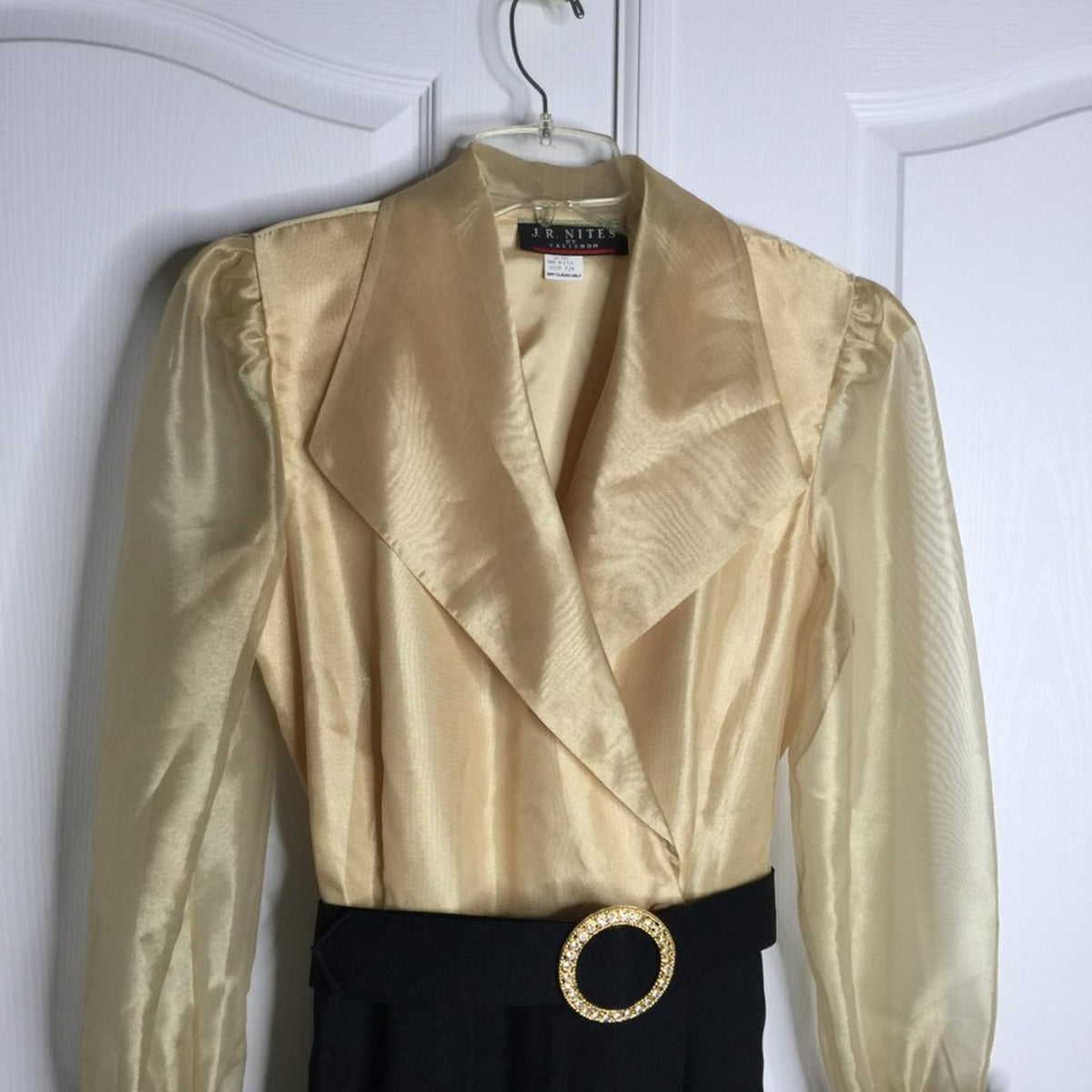 J R Nites Evening Wear Gold Black Dress Elegant Vintage 7/8 vintage