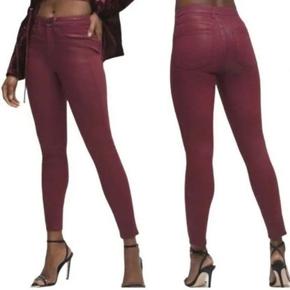 Good American Skinny Sculpting Super Stretch Jeans Sz 6/28 in Burgundy NWT