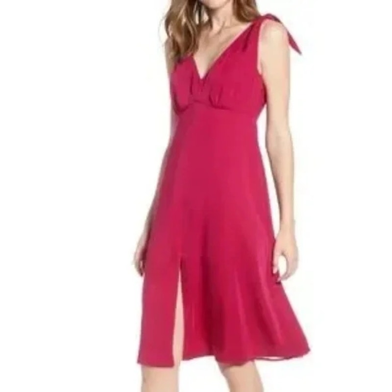 Cupcakes and Cashmere Women's Dress Size 4 Vibrant Fuchsia NEW V-Neck Empire