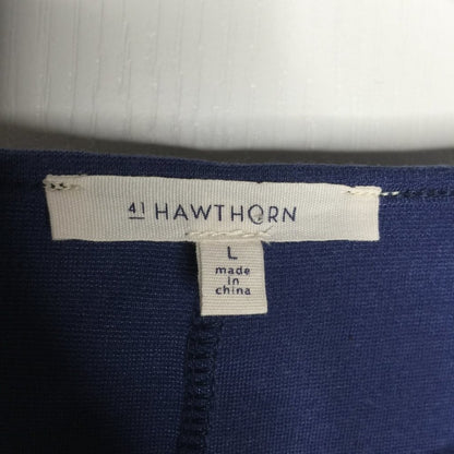 41 Hawthorn A-Line Ponte Knit Dress Pleated Short Sleeve Back Zip Blue LARGE