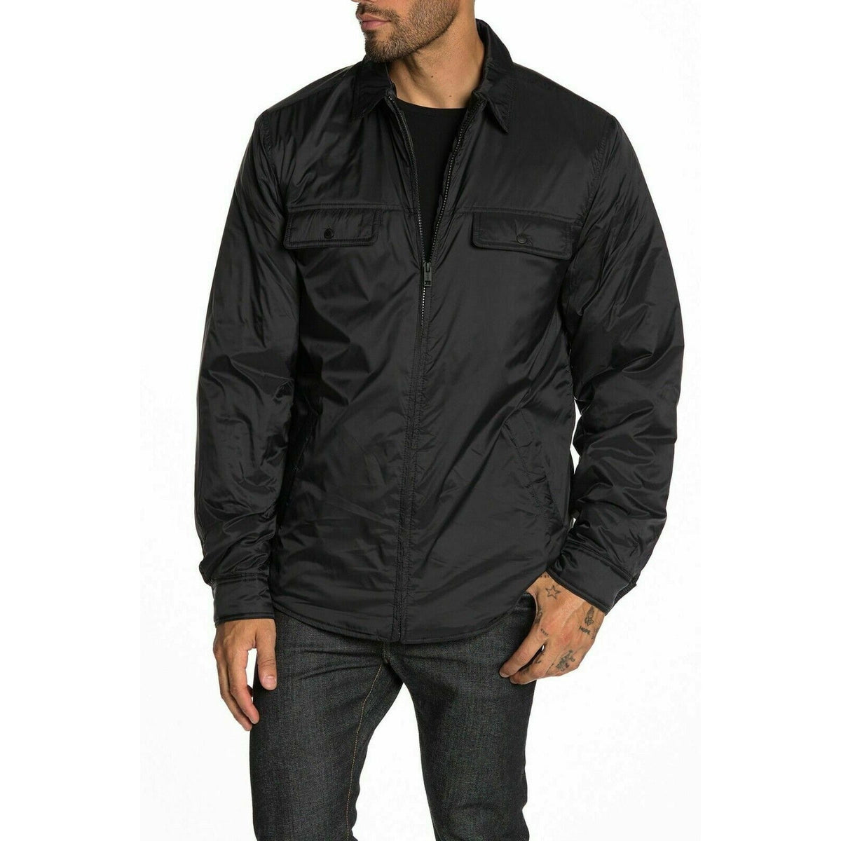 Original Weatherproof Vintage Zip Front Collar Nylon Lined Jacket Black X-Large