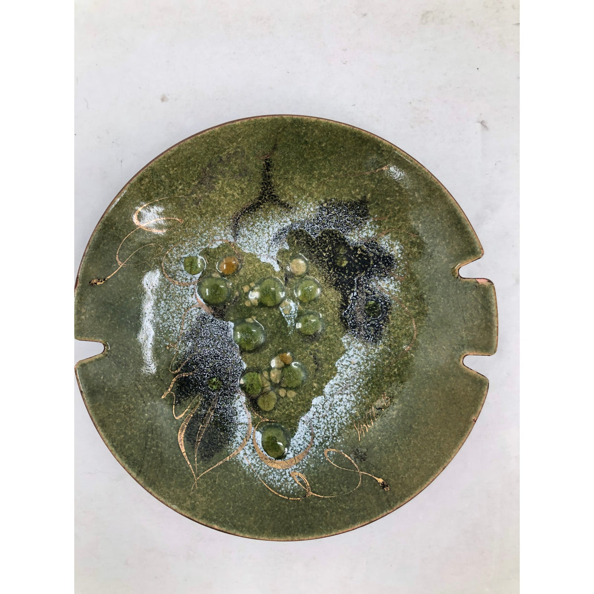 Vintage Sascha Brastoff Mid Century Enamel On Copper Grape Plate Tray