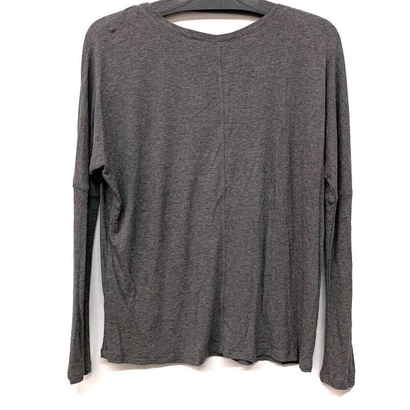 H by Bordeaux Rib Knit Center Seam Top Sz Small in Heather Licorice Blue NWT