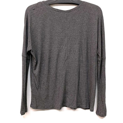 H by Bordeaux Rib Knit Center Seam Top Sz Small in Heather Licorice Blue NWT