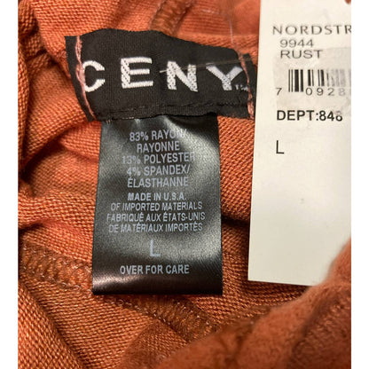 CENY Women's Pullover Hoodie Large Rust NEW Drop Shoulder Lightweight Fleece