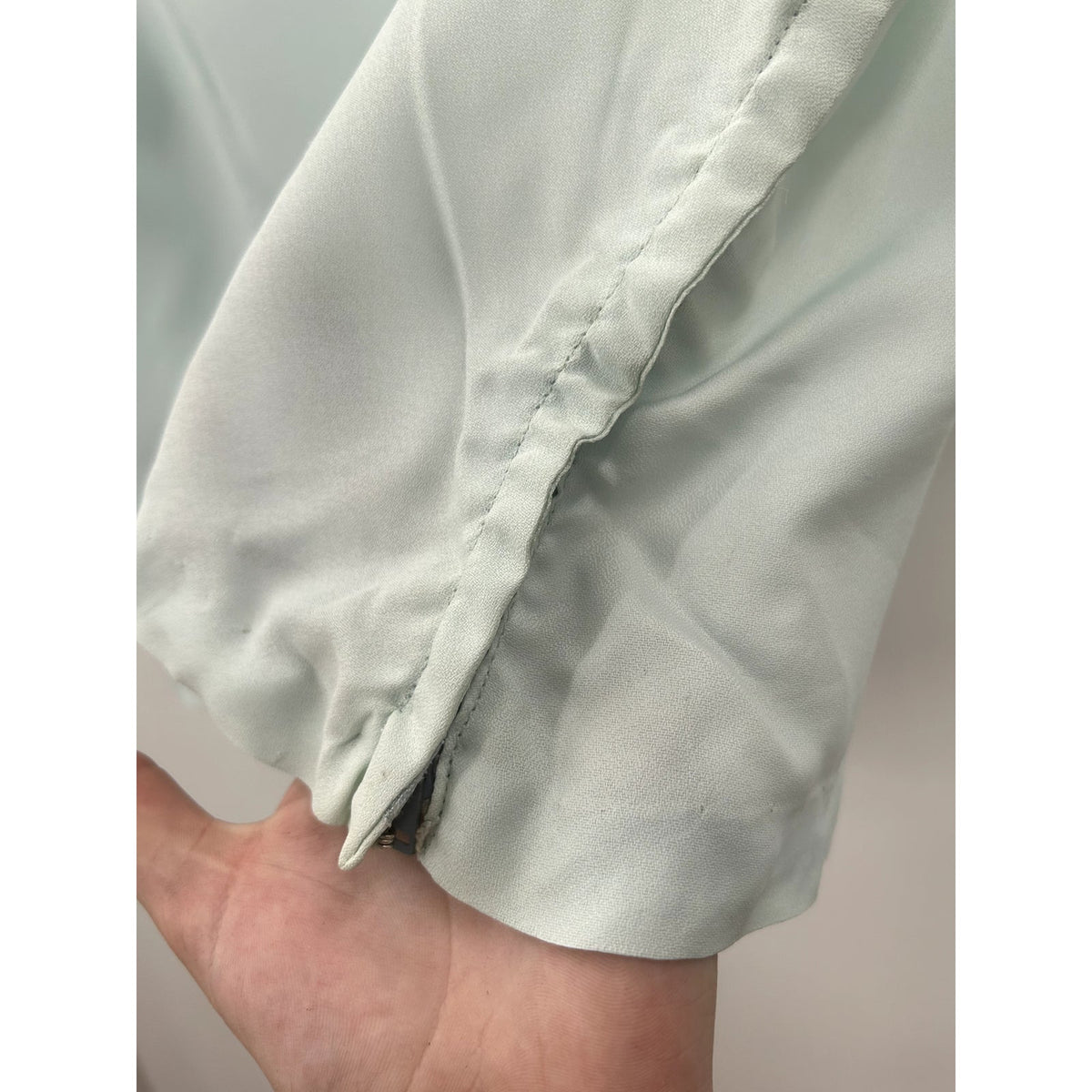 Vintage Sheer Jodel Side Zip Blue Short Sleeve Cropped Round Neck Top