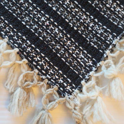 Handmade heavy poncho fringe wood button Winter One Size Multicolor Wool Cotton