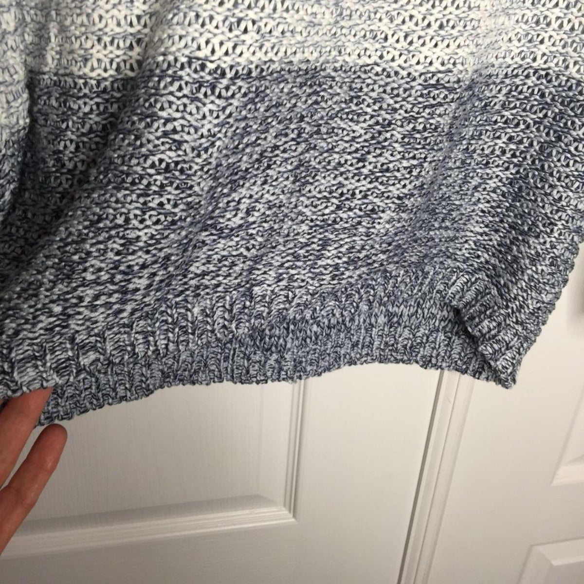 Rdi Open Stitch Pullover Sweater Long Sleeve Boat-Neck Blue Combo Size X-Large