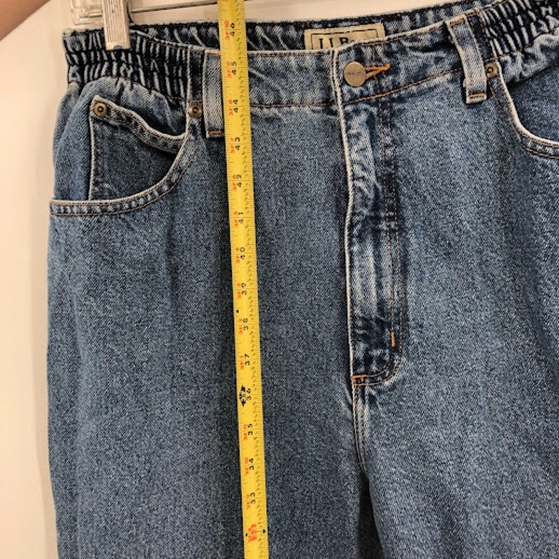 L.L. Bean Mom jeans High Waisted Mom Size 12 Tall Elastic Waist Tapered Leg