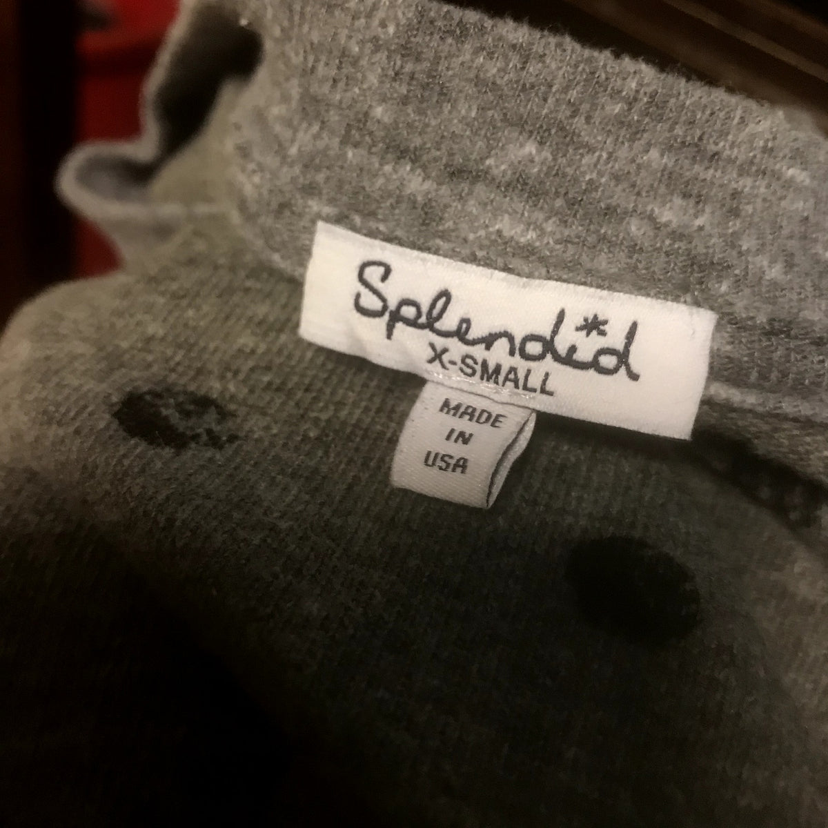 Splendid NEW Heather Grey Black Dotted Crewneck Sweatshirt Size XS TOP ONLY