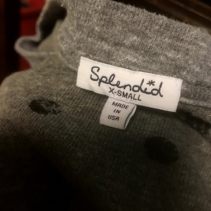 Splendid NEW Heather Grey Black Dotted Crewneck Sweatshirt Size XS TOP ONLY