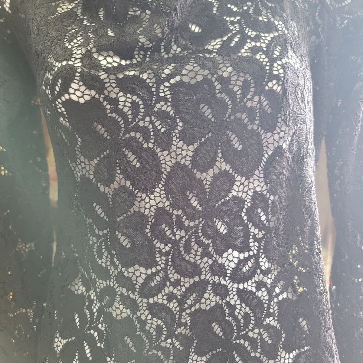 Black lace off the shoulder see thru Blouse layering Medium