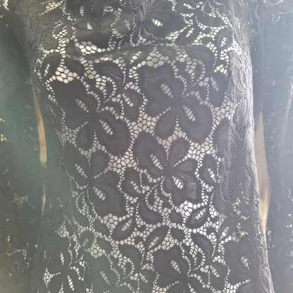 Black lace off the shoulder see thru Blouse layering Medium