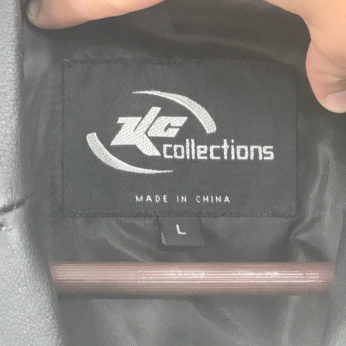 KC Collections Front 3 Button Black Leather Jacket Long Sleeves Black Large