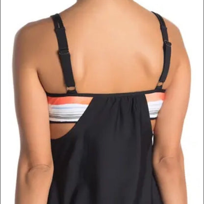 Next NEW Multi Summer Earth Stripe Tankini Size Large Swimsuit bathing suit top