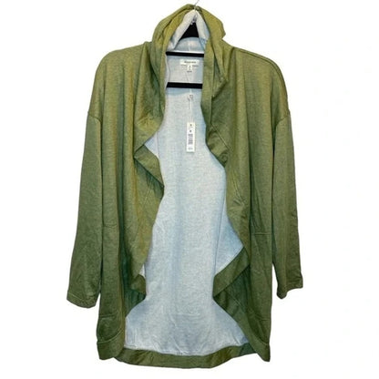 Max Studio Lightweight Open Front Hooded Cardigan Size Small in Sage Green NWT