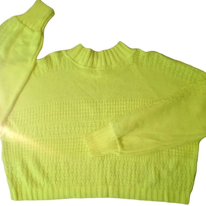 Abound Crop Mock Neck Pullover Sweater Size XXL/2XL in Green Limecream NWT