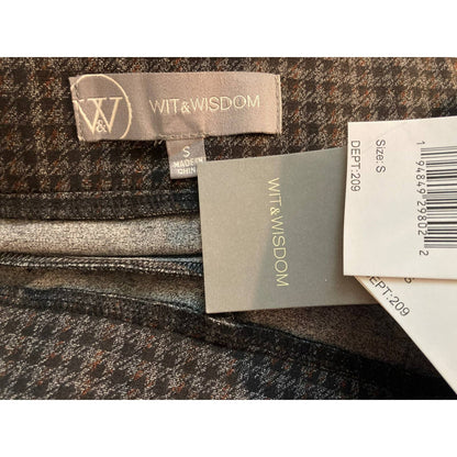 Wit & Wisdom Ankle Fitted Leggings with Pockets Sz Small Charcoal Gray Plaid NWT