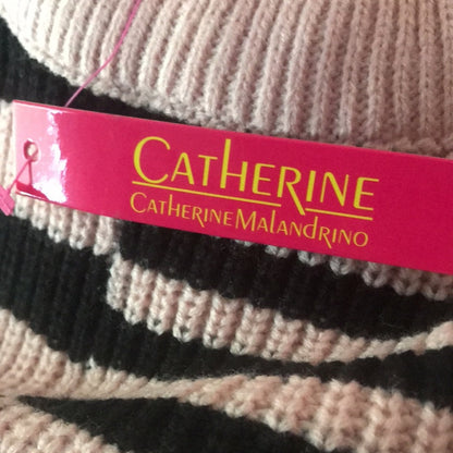 Catherine Malandrino NWT Black Pink Striped Colorblock Pullover Sweater Large