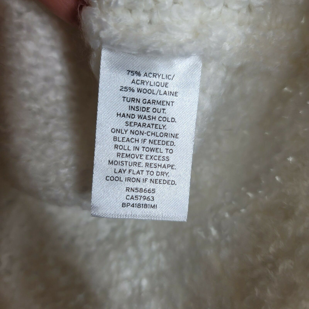 BP Funnel Neck Bouclé Sweater Pullover Mock Neck Long Sleeve Ivory Size XXS